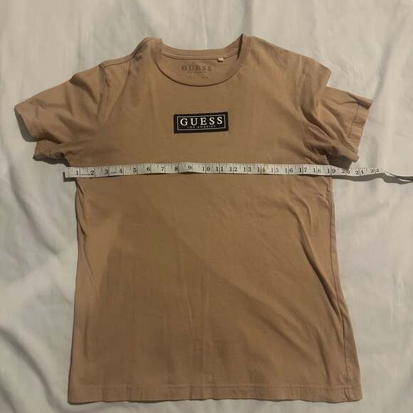 Guess Y2K Spell Out Box Logo Tan Short Sleeve Tee - Picture 3 of 6